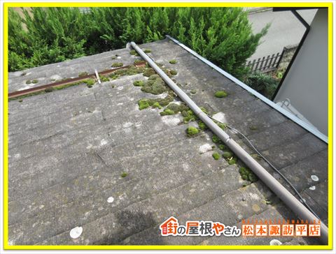 安曇野市スレート屋根診断　下屋根コケ